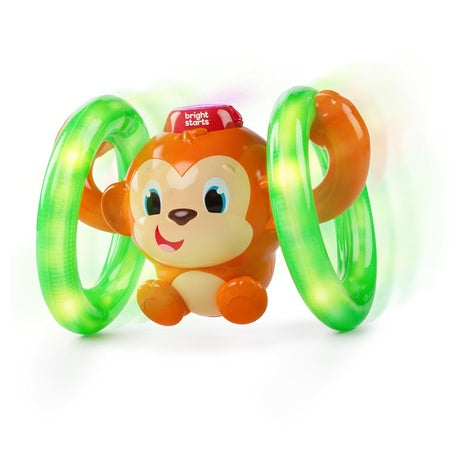 Bright Starts Roll & Glow Monkey Crawling Baby Toy with Lights and Sounds