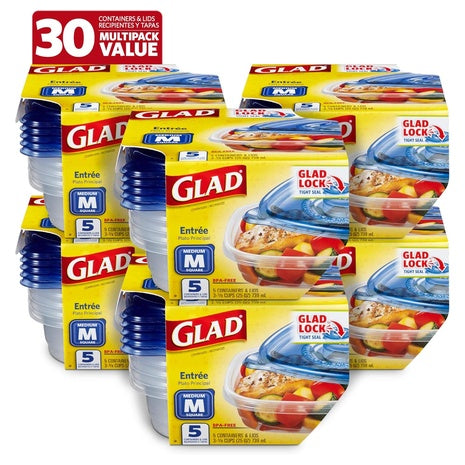 30 GladWare Square Food Storage Containers (25 Oz)
