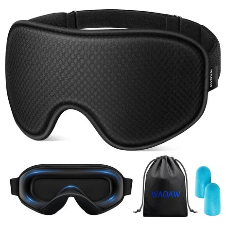 Blackout Sleep Mask with 3D Eye Cups & Earplugs