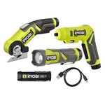 RYOBI USB Lithium 3-Tool Cordless Combo Kit with 2.0 Ah Battery and Charging Cable