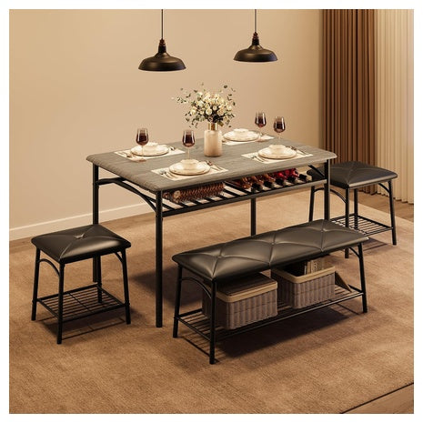 Set For 4 Gaomon Dining Table With Benches