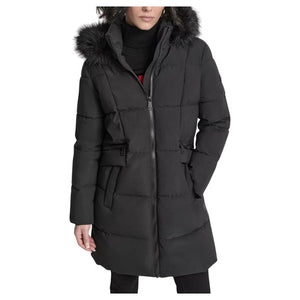 DKNY Women's Hooded Zipper Puffer Coat