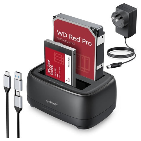 Orico 3.5" & 2.5" Dual Bay SATA SSD Hard Drive Docking Station