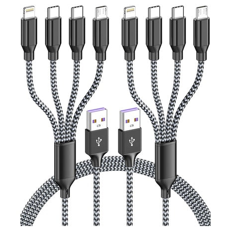 2 Pack 4-in-1 Multi Charging Cables