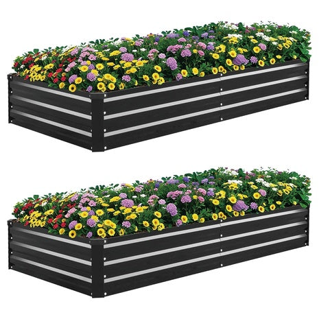 2-Pack Galvanized Metal Raised Garden Bed (6ft X 3ft X 1ft)