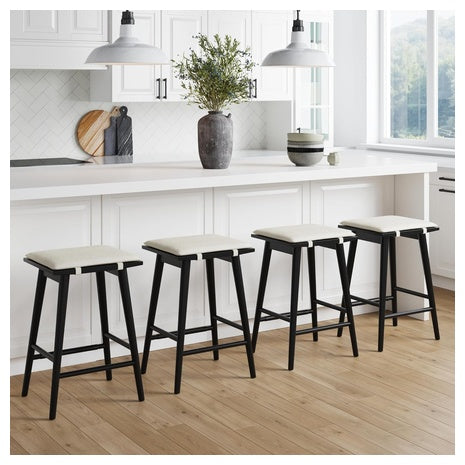 4 Nathan James Counter Height Wooden Barstools