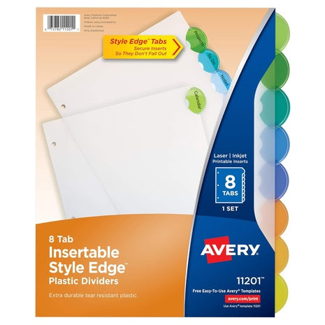 Avery 8-Tab Plastic Binder Dividers