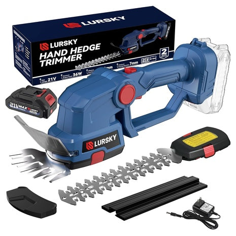 LURSKY 2-in-1 Cordless Grass Hedge Trimmer With Battery