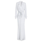 Badgley Mischka Embellished Wrap-Effect Lamé Gown