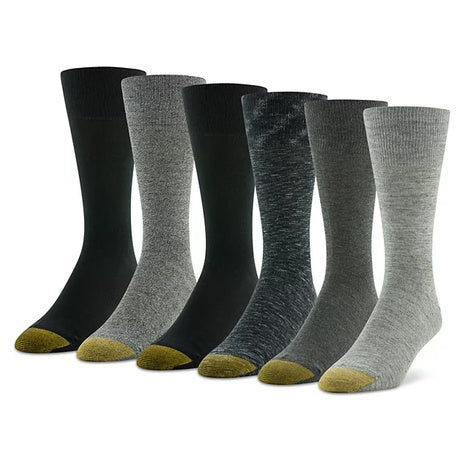6 Pairs of Gold Toe Men's Cambridge Crew Socks (3 Colors)