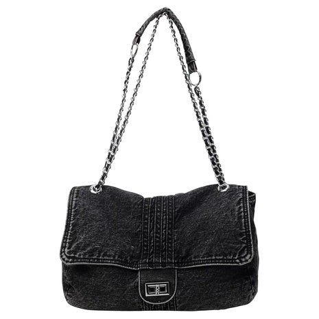 Farcauo Black Denim Crossbody Tote Purse