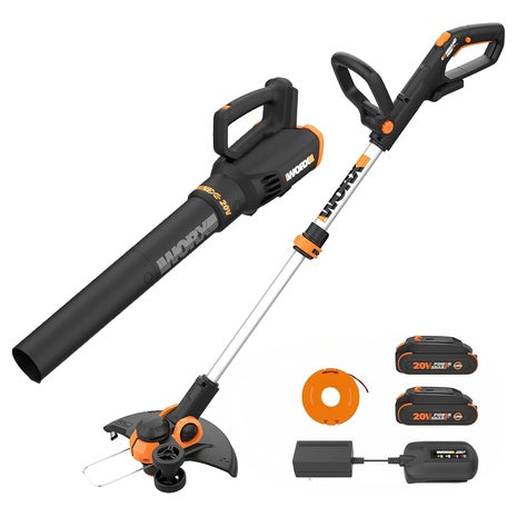 WORX 20V String Trimmer Cordless & Edger 3.0 + Leaf Blower Combo Kit
