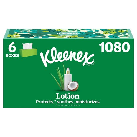 6 Flat Boxes Kleenex Lotion Facial Tissues with Coconut Oil