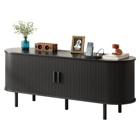 Ebern Designs Jalonda Modern Wood TV Stand With Storage And Shelves
