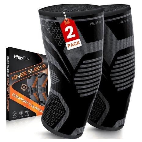 2-Count PhysFlex Unisex Knee Compression Sleeves