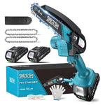 6" Seesii Mini Cordless Electric Hand Chainsaw W/ 2-Batteries & Accessories