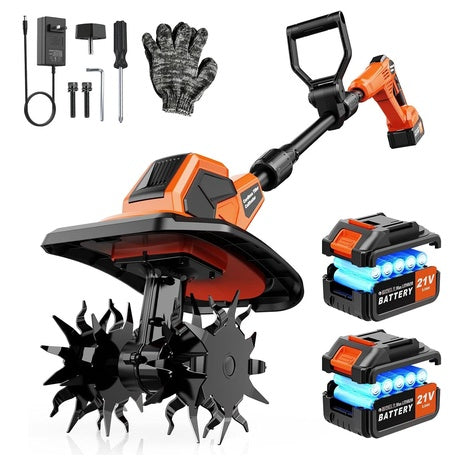 20V 400RPM Brushless Cordles Tiller Cultivator (Batteries & Charger)