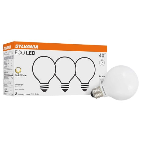 3-Pack Sylvania 40W G25 Globe ECO LED Light Bulb