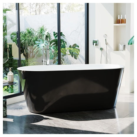 59" Modern Acrylic Freestanding Bathtub With Non-Slip Base