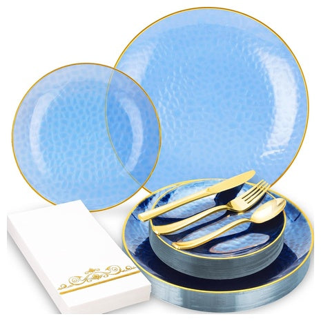 150-Piece Blue Disposable Dinnerware Set
