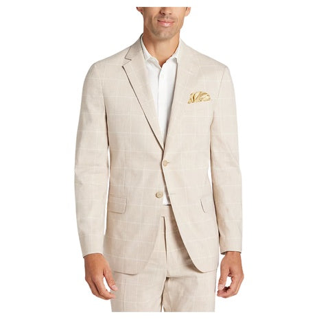 Jos. A. Bank Tailored Fit Comfort Stretch Linen Blend Windowpane Suit