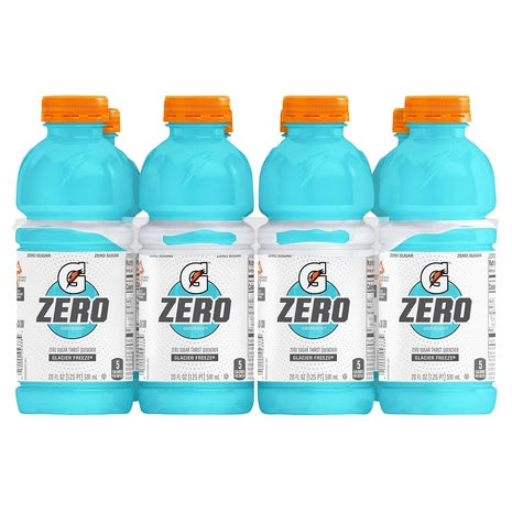 8 Bottles Gatorade Zero Glacier Freeze Sports Drinks (20oz)