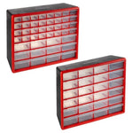 Set Of Two Stalwart Storage Bins Tool Organizers With 44 & 24 Drawers (Red)