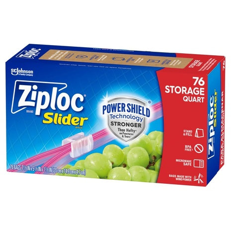 76 Ziploc Quart Food Storage Slider Bags