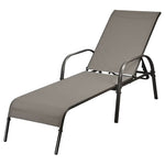 Forclover Outdoor Chaise Lounges Patio Chair Brown Steel Frame