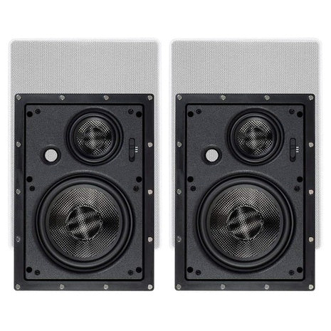 6.5" Monoprice 3-Way Carbon Fiber In-Wall Speakers With Magnetic Grille