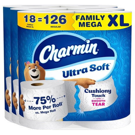 18 Family Mega XL Rolls Charmin Ultra Soft Toilet Paper