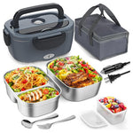 Electric Heated Lunch Box with 2 Stainless Steel Containers
