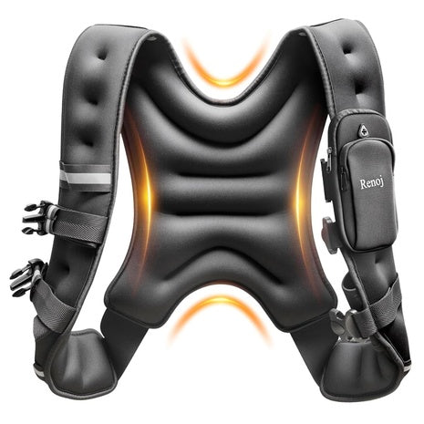 Renoj 6-20 lb Fixed Weight Vest W/ Reflective Strips & Pocket (Charcoal/Black)