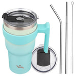 30 oz Insulated Tumbler with Handle, 2 Lids & 2 Straws