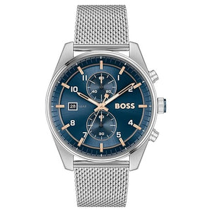 Boss Skytraveler Men's 44mm Stainless Steel Chronograph Wristwatch
