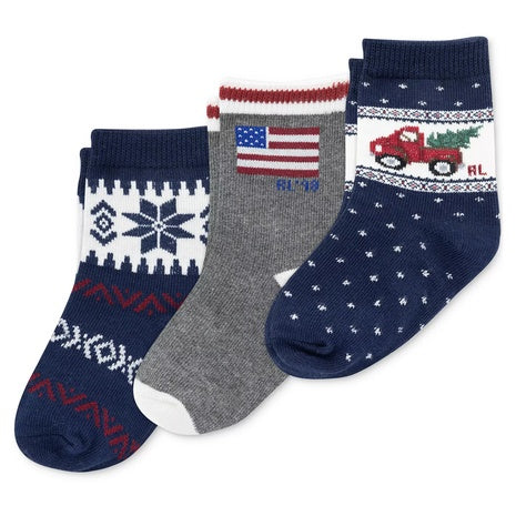 3-Pack Polo Ralph Lauren Baby Holiday Truck Socks