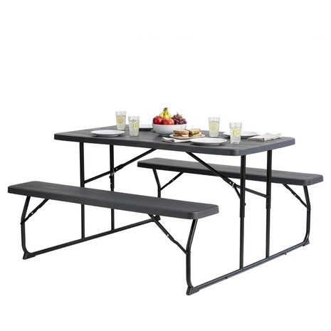 Gardenised Portable Folding Picnic Table Set With Benches