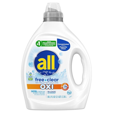 90 Load all Free Clear OXI Liquid Laundry Detergent (80.1oz)