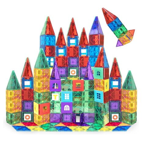 100-Piece Playmags 3D Magnetic Tiles Building Blocks Set