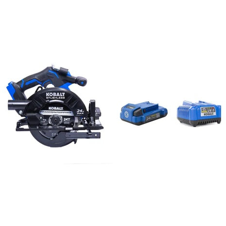 Kobalt 24V XTR Brushless Circular Saw Starter Kit w/ Battery & 45W Charger