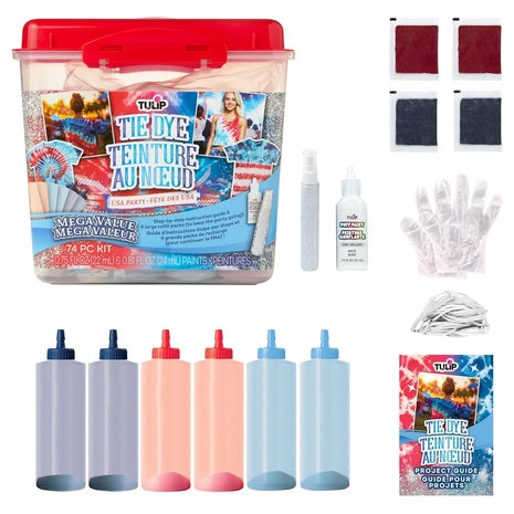 74-Piece Tulip One-Step Tie-Dye USA Party Mega Value Kit