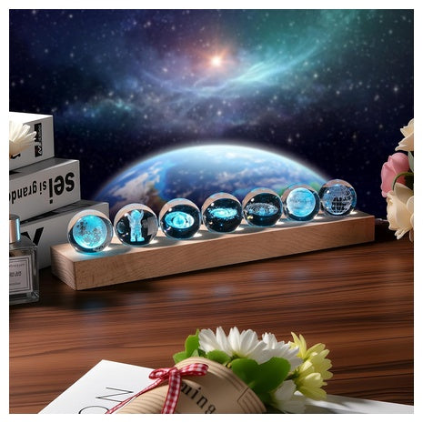 3D Crystal Solar System Night Light Ball