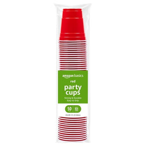 200 9oz Amazon Basics Small Disposable Red Plastic Party Cups
