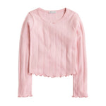 Girls' Long Sleeve Pointelle T-Shirt