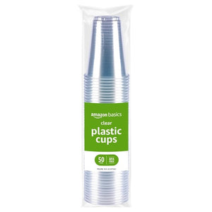 50 16oz Amazon Basics Disposable Clear Plastic Cups