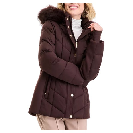 Michael Kors Women's Faux Fur Trim Hooded Puffer Coat