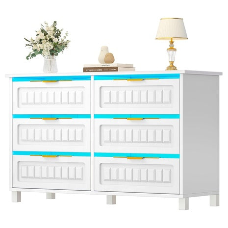 6-Drawer Dresser with Charging Station & RGB Lights