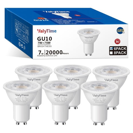 6-Pack Valytime Dimmable GU10 LED Bulbs
