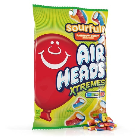 12 Bags Airheads Xtremes Rainbow Berry Sourfuls Candy (6oz)