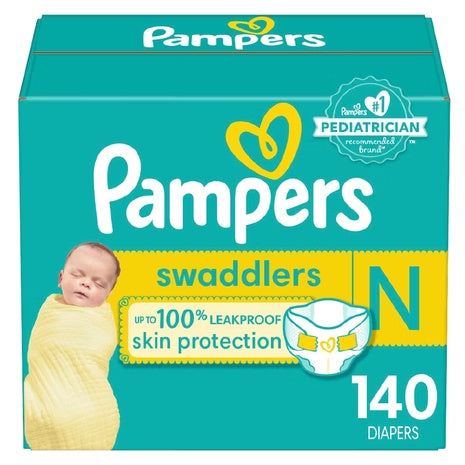 164 Pampers Swaddlers Active Baby Diapers (Sizes 0, 1 & 8)